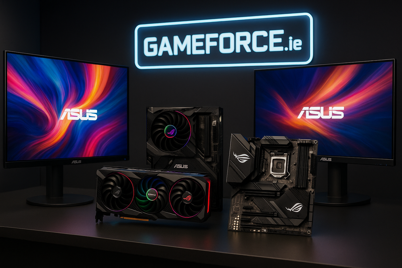 Asus Motherboards , Graphics Cards and Monitors with Official Manufacturers Warranty Available from Ireland PC Component Online Store Gameforce.ie