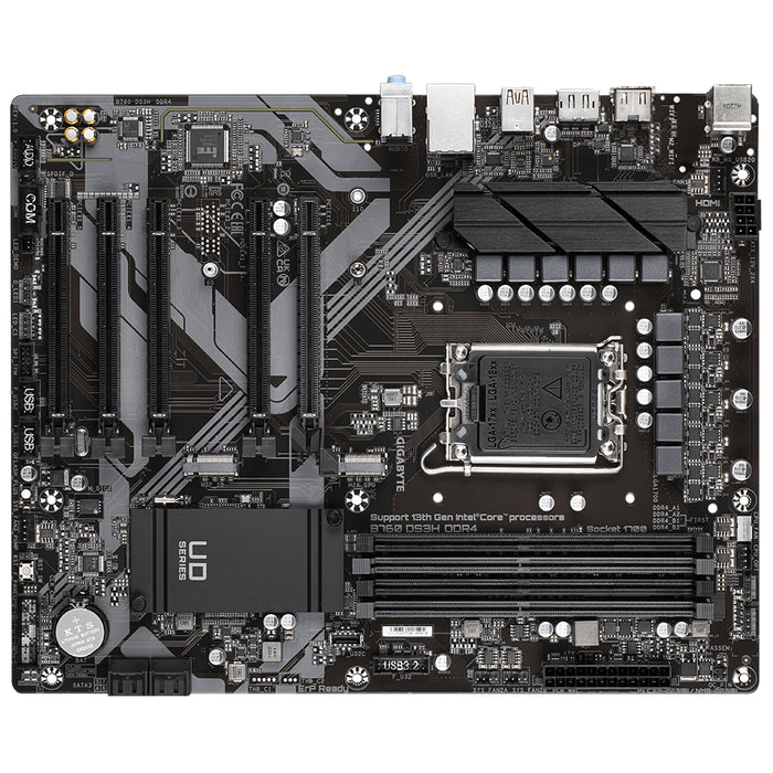 GIGABYTE B760 DS3H DDR4 Motherboard - Supports Intel Core 14th CPUs, 18+2+1 Phases Digital VRM, up to 5333MHz DDR4 (OC), 2xPCIe 4.0 M.2, GbE LAN, USB 3.2 Gen 2