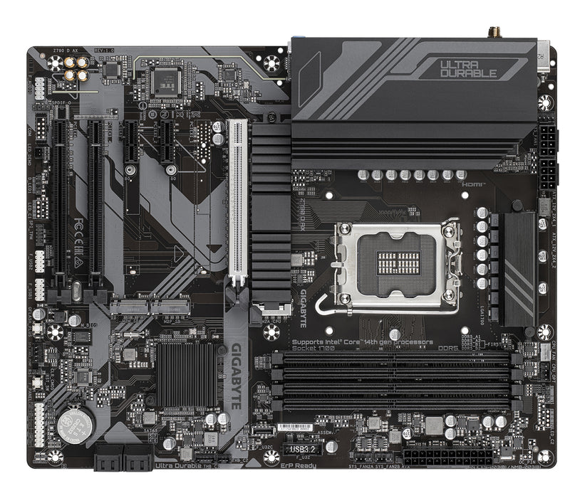 GIGABYTE Z790 D AX Motherboard - Supports Intel Core 14th Gen CPUs, 12+1+1 Phases Digital VRM, up to 7600MHz DDR5 (OC), 3xPCIe 4.0 M.2, Wi-Fi 6E, 2.5GbE LAN, USB 3.2 Gen 2